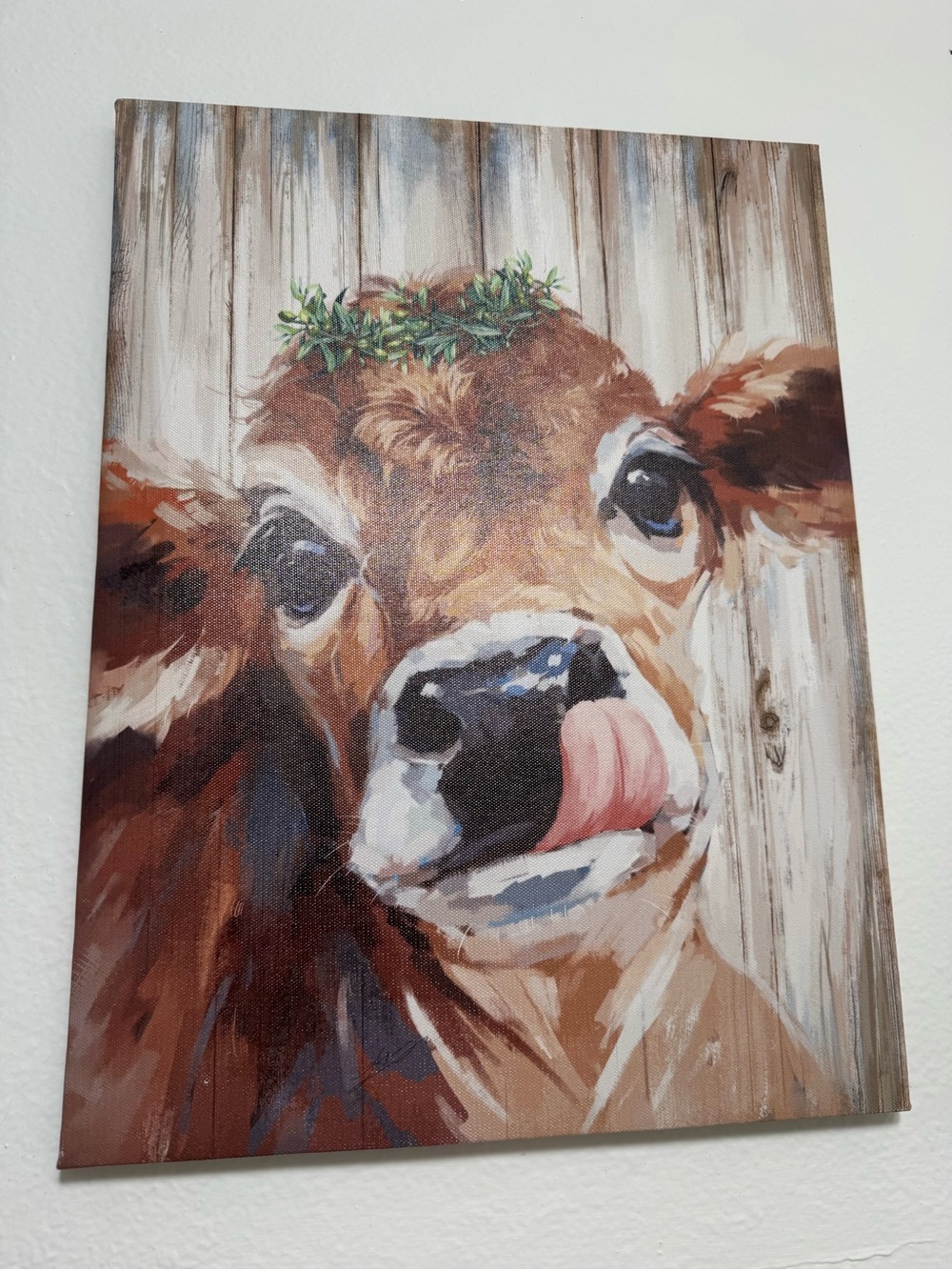 Brown Cow Canvas Wall Art - Farmhouse Accent